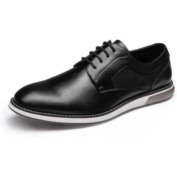 Bruno Marc Men's Black Oxford Formal Business Dress Plain Lace UpToe Sneakers - Picture 1 of 9